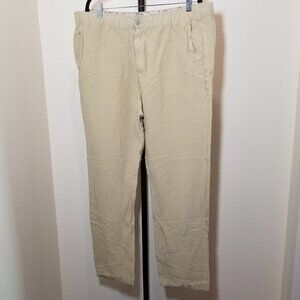 Tommy Bahama Linen Womens XL Tan Relaxed Fit Pant Beach Natural Comfort Vacation